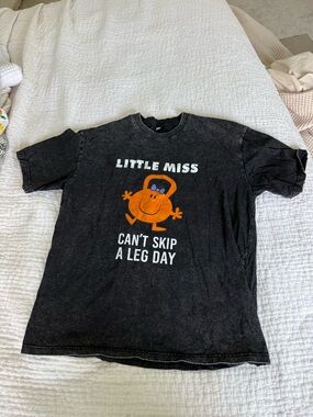 Little Miss Black Graphic Tee with Orange Character